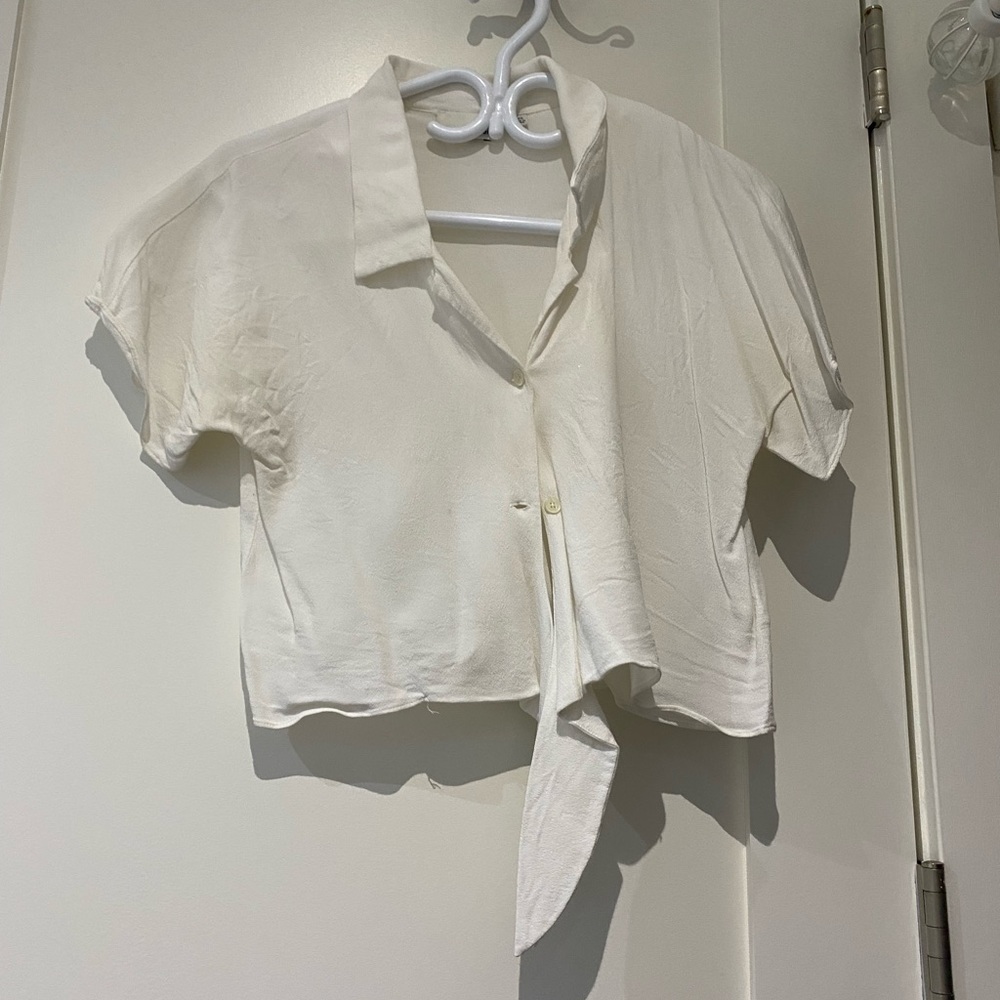 Aritzia white silk shirt